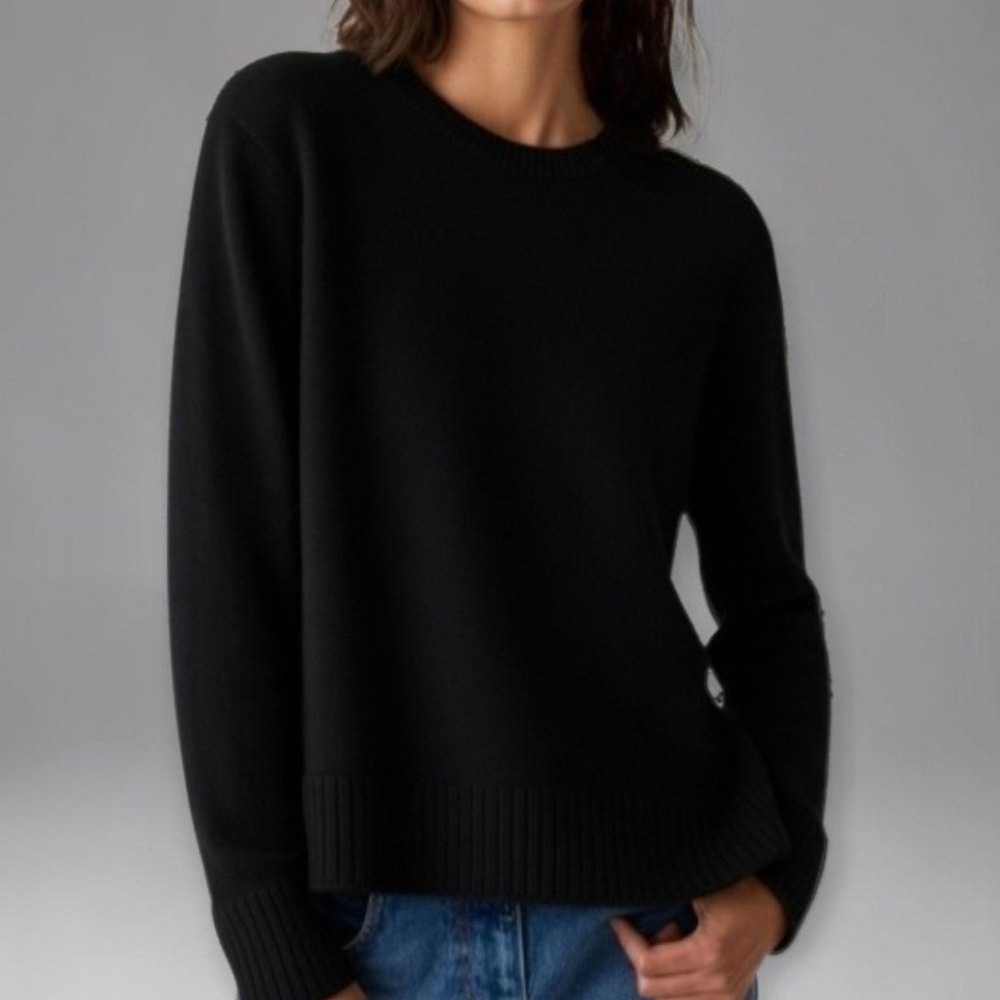 Quince Womens L NWT Mongolian Cashmere Crewneck Sweater Black Quiet Lux Comfort